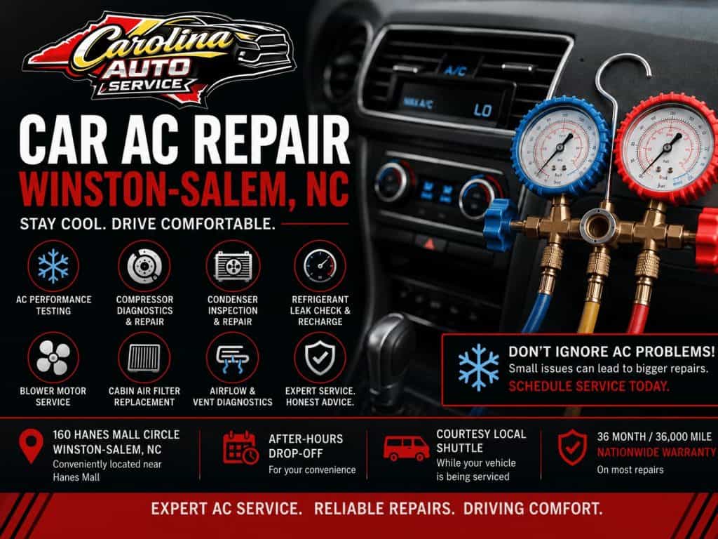 Car AC repair Winston-Salem NC in-shop automotive air conditioning service